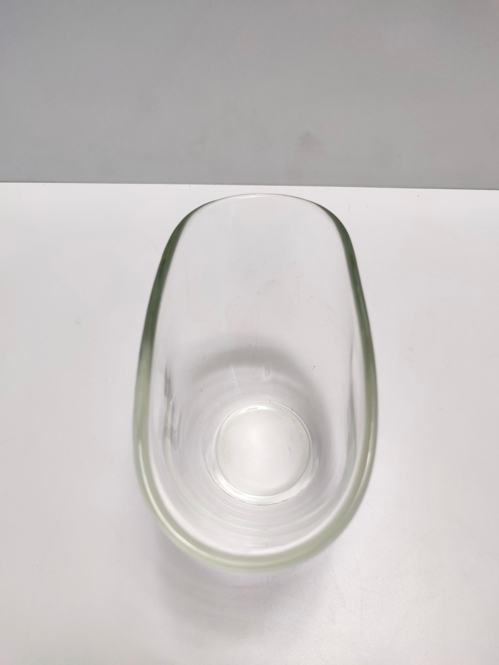 Verre de Murano Élégant vase vintage transparent en verre de Murano soufflé à la main, Italie en vente