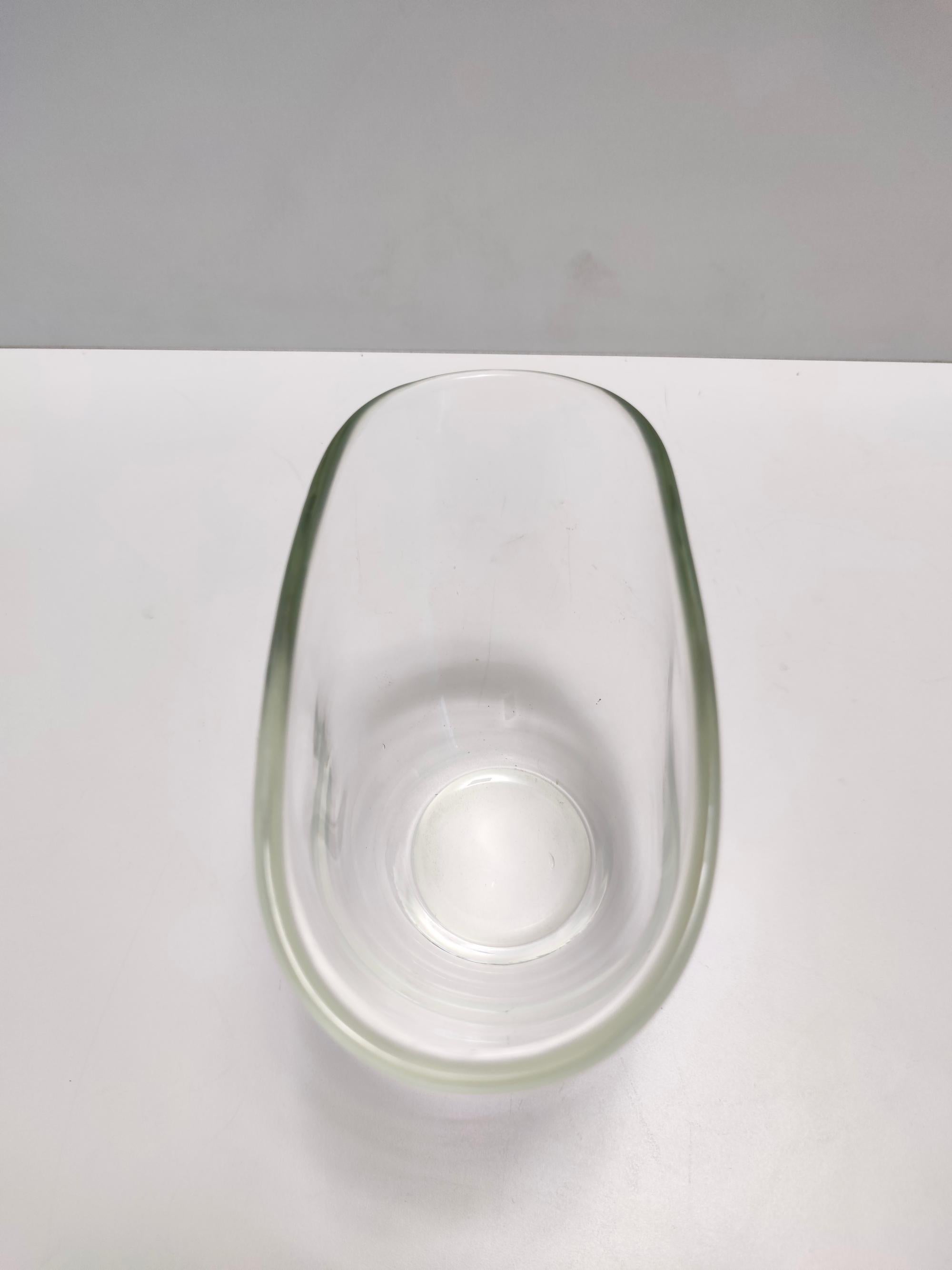 Transparente Vase aus mundgeblasenem Murano-Glas, Italien (Muranoglas) im Angebot
