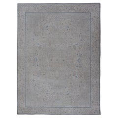 Elegant Vintage Turkish Rug in Soft Ivory and Sky Blue Tones 9'5"x13'5"