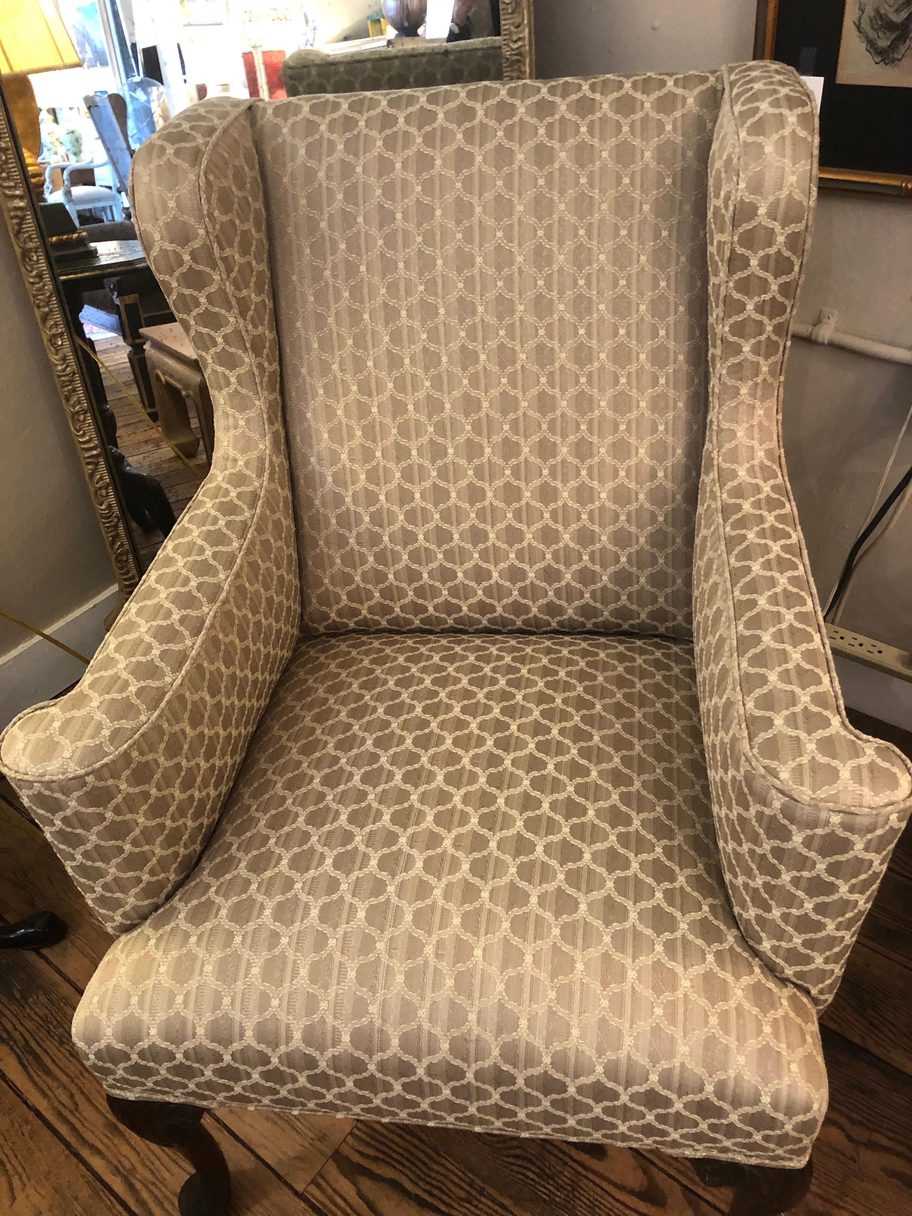 Mid-20th Century Elegant Vintage Wingback Upholstered Chair