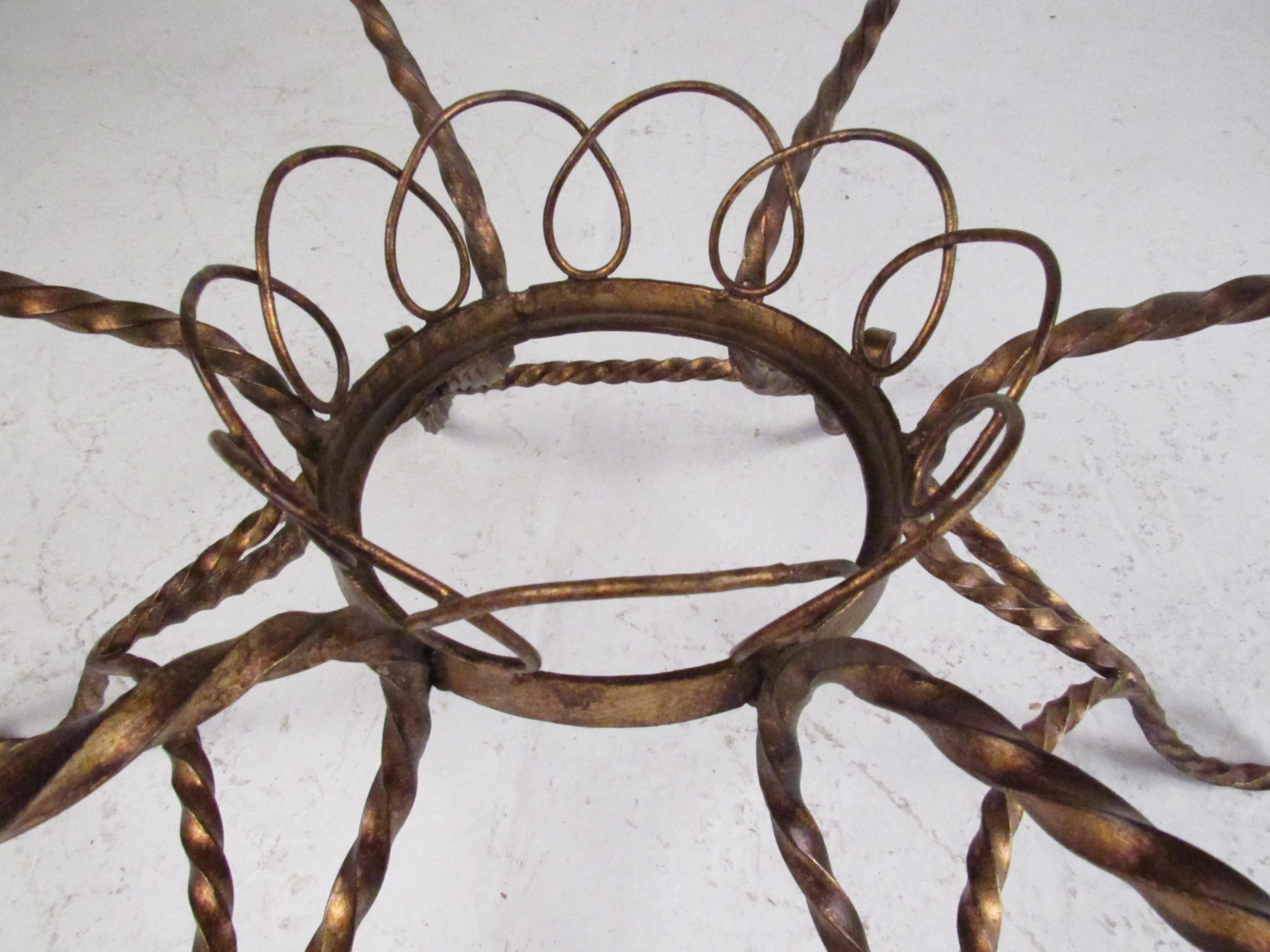 Elegant Vintage Wrought Iron Coffee Table with a Glass Top 5