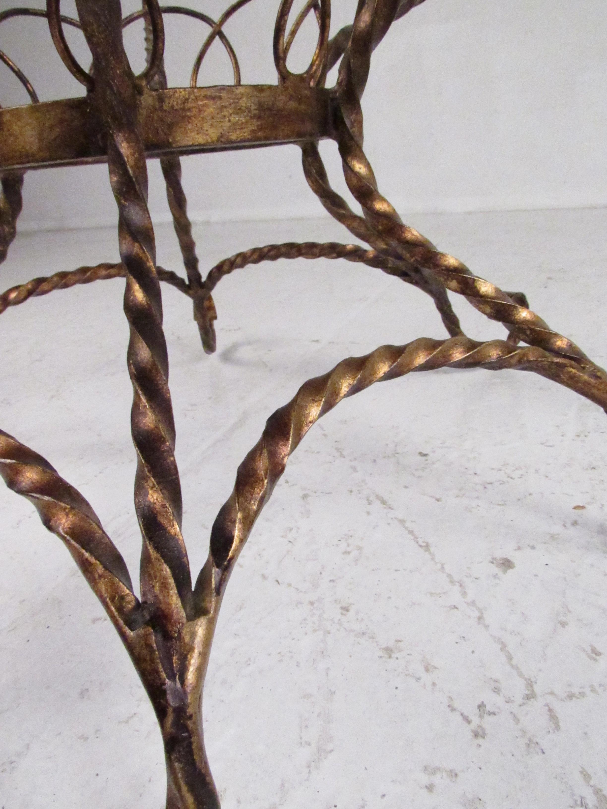 Elegant Vintage Wrought Iron Coffee Table with a Glass Top 1