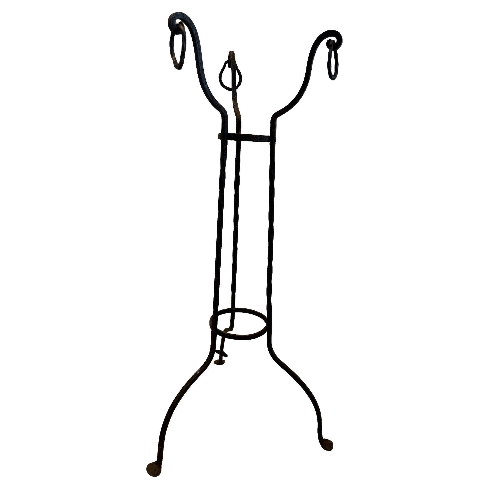 Elegant Vintage Wrought Iron Plant Stand with Twisted Detailing
