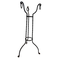 Elegant Vintage Wrought Iron Plant Stand with Twisted Detailing