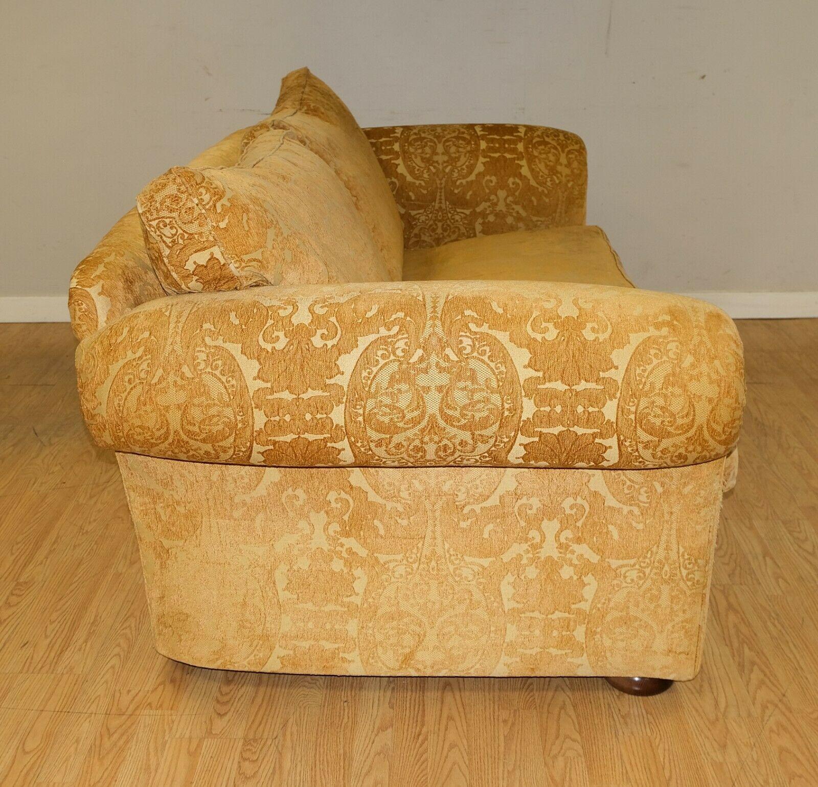 English Elegant Walford Duresta Tumeric Three Seater Sofa with Reversible Cushions