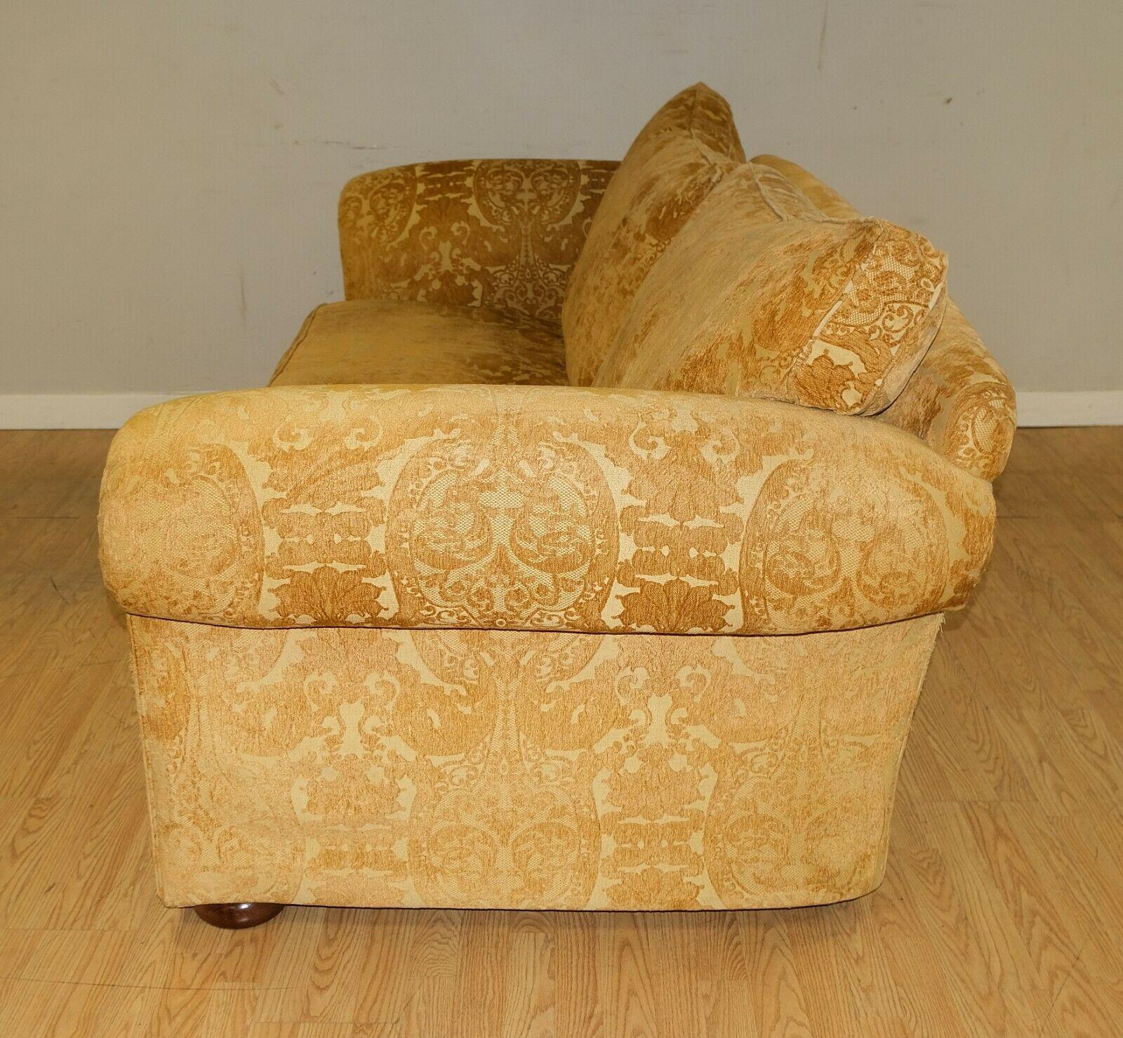 Hand-Crafted Elegant Walford Duresta Tumeric Three Seater Sofa with Reversible Cushions