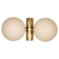 Elegant Wall Light, Brass / Opaque Glass Balls, Kaiser Leuchten, 1970s