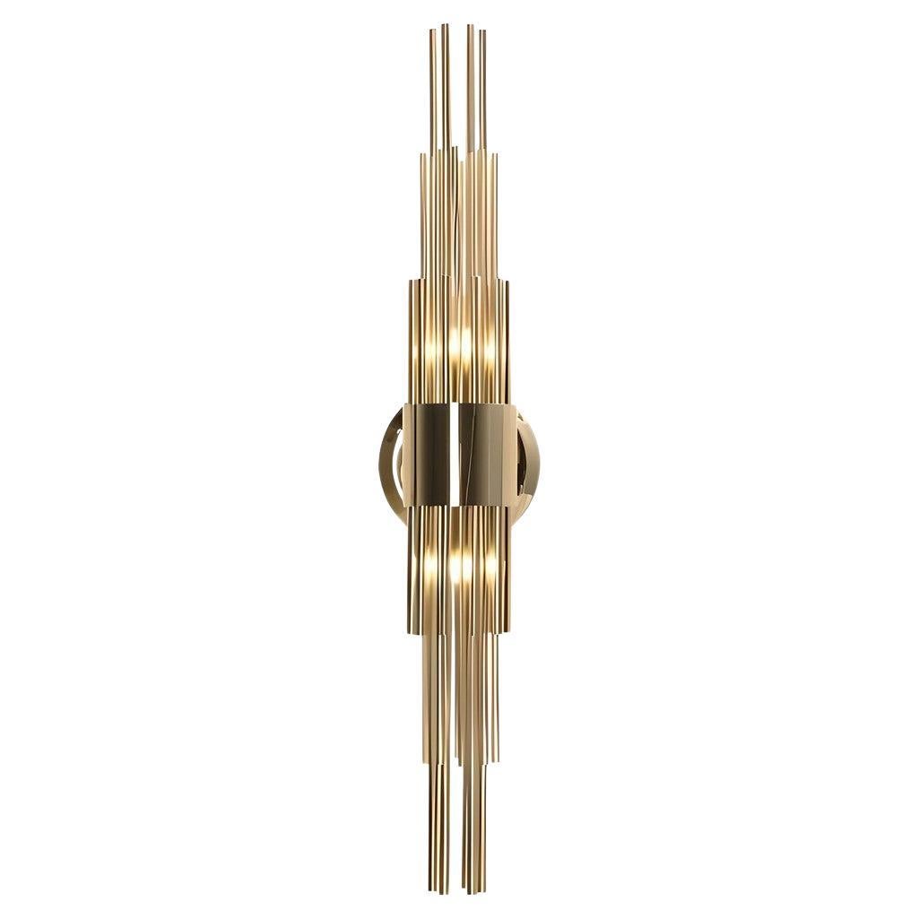 Elegant Wall Light Featuring Long Gold-Plated Brass Tubes