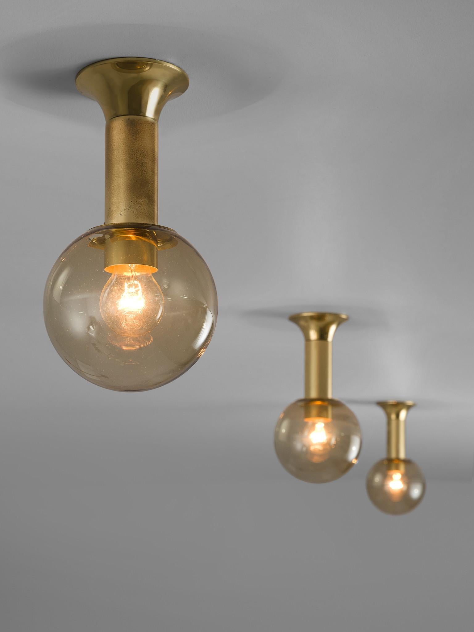 Mid-Century Modern Elegant Wall Lights in Brass and Glass