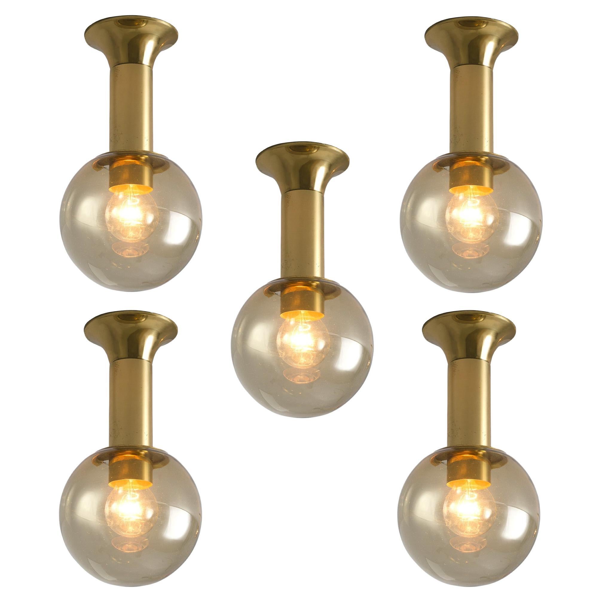 Elegant Wall Lights in Brass and Glass