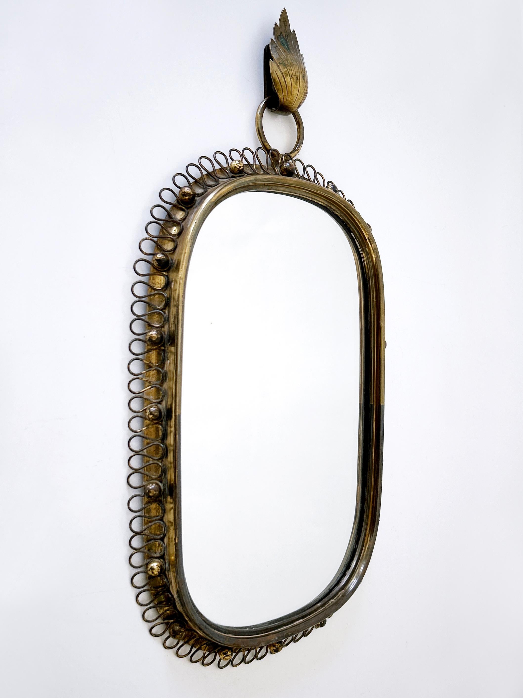 Laiton Elegant Wall-Mounted Mirror by Josef Frank for Svenkst Tenn Sweden 1950s en vente