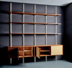Elegant wall-mounted shelving unit attributed to Osvaldo Borsani, Italy, 1950s