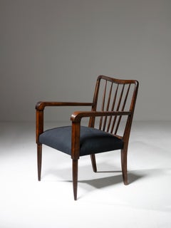 Elegant Walnut Paolo Buffa Styled Armchair, Italy, 1950s