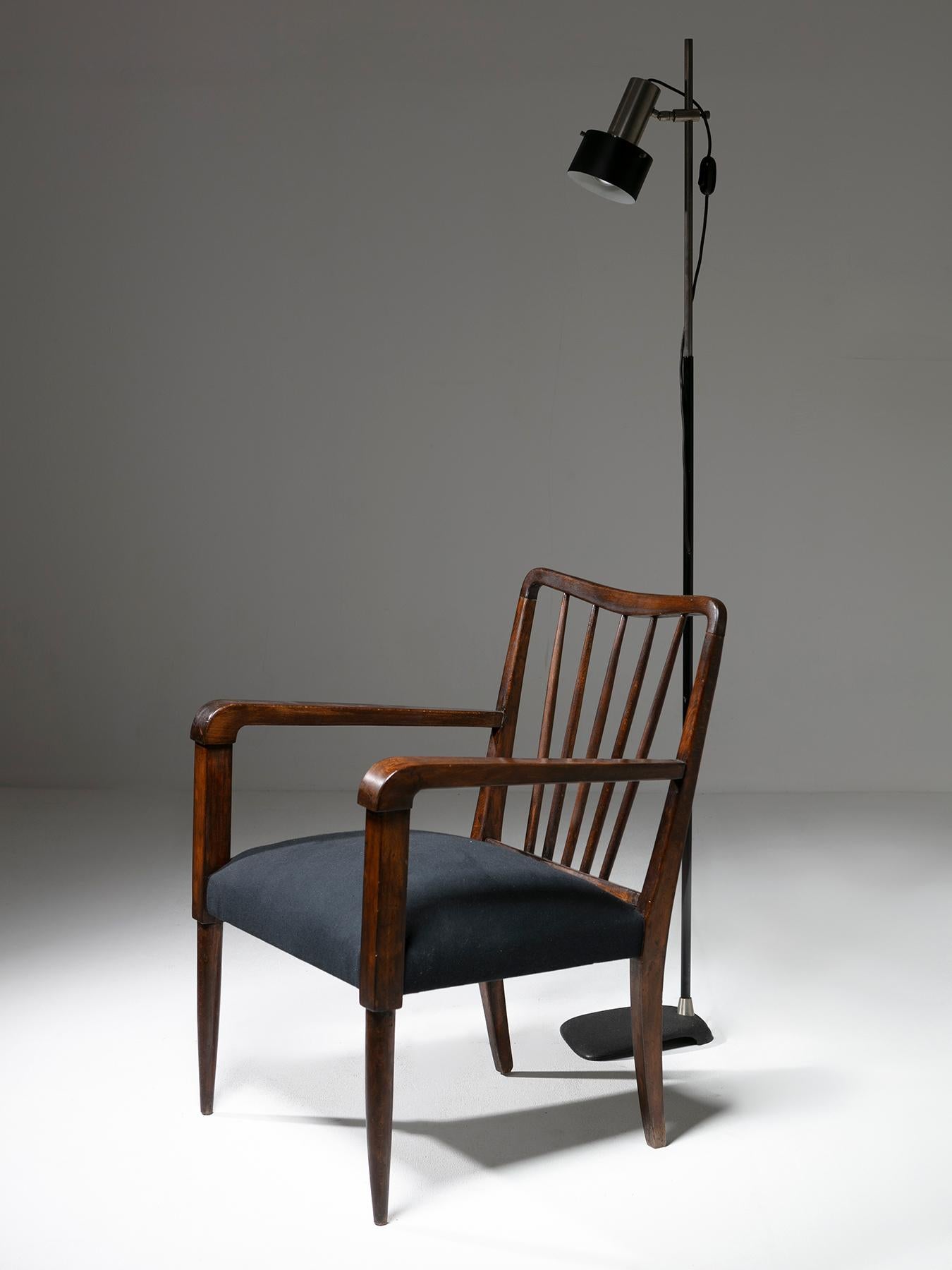 Elegant Walnut Paolo Buffa Styled Armchair, Italy, 1950s For Sale 3