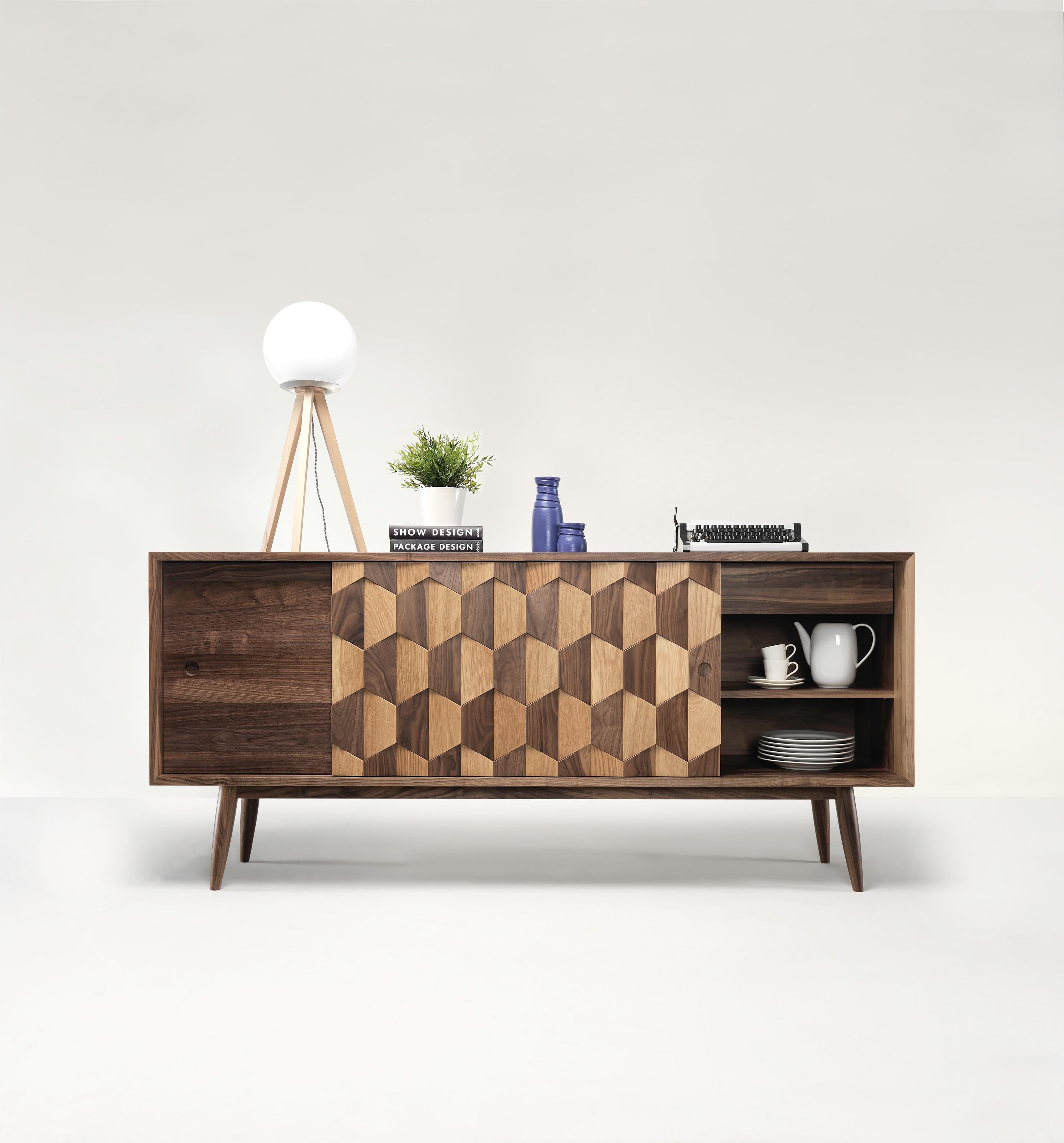 Scandinavian Modern Elegant Walnut Sideboard Credenza