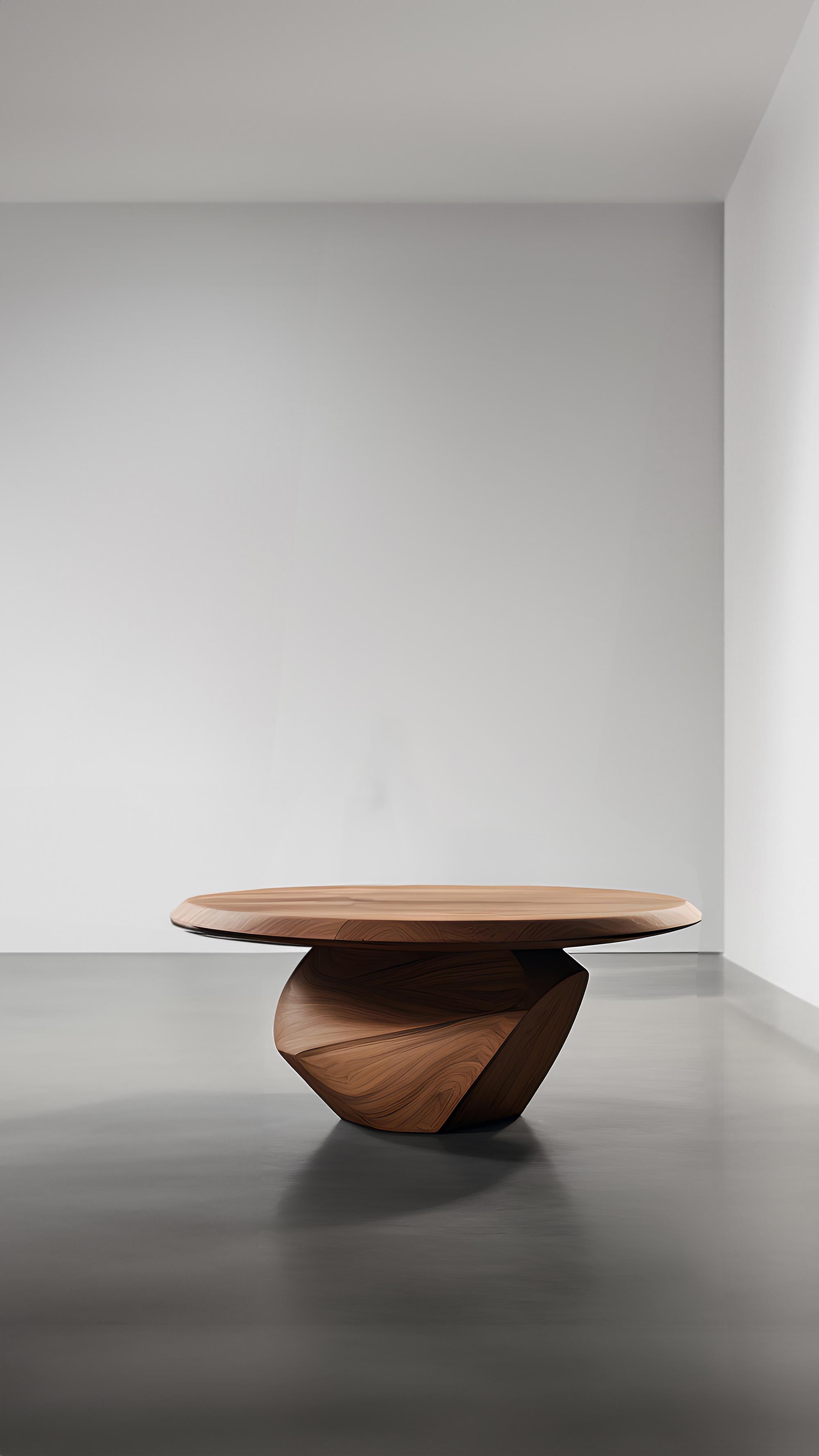 Contemporary Elegant Walnut Solace 37: Round Top and Stunning Wood Grain For Sale