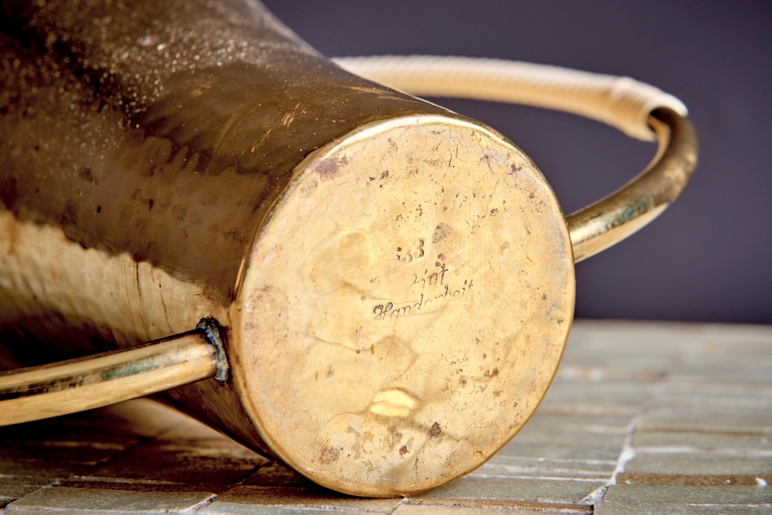 Hammered Elegant Watering Can crafted from hammered brass For Sale