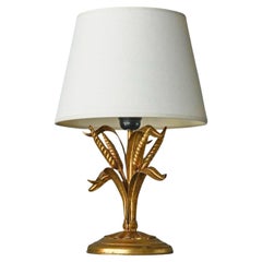 Elegant Wheat Themed Table Lamp in Gilt Metal Italy Mid 20th Century