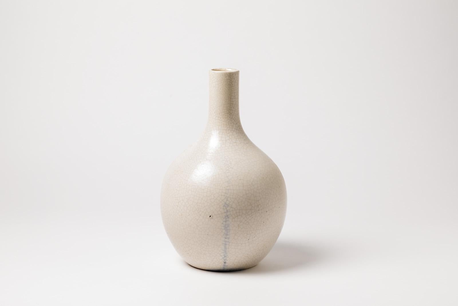 Elegant White Art Deco Ceramic Vase by Henry Chaumeil 1930 Jourdain 1