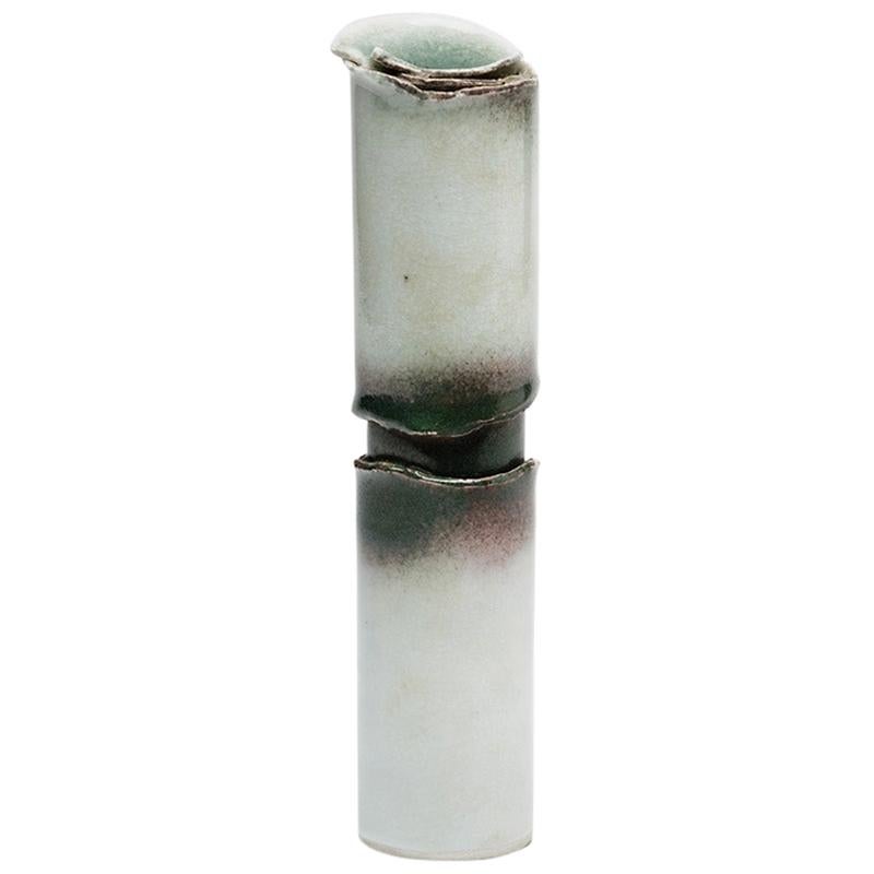 Élégant vase en céramique et porcelaine blanche de Tim Orr, 1970