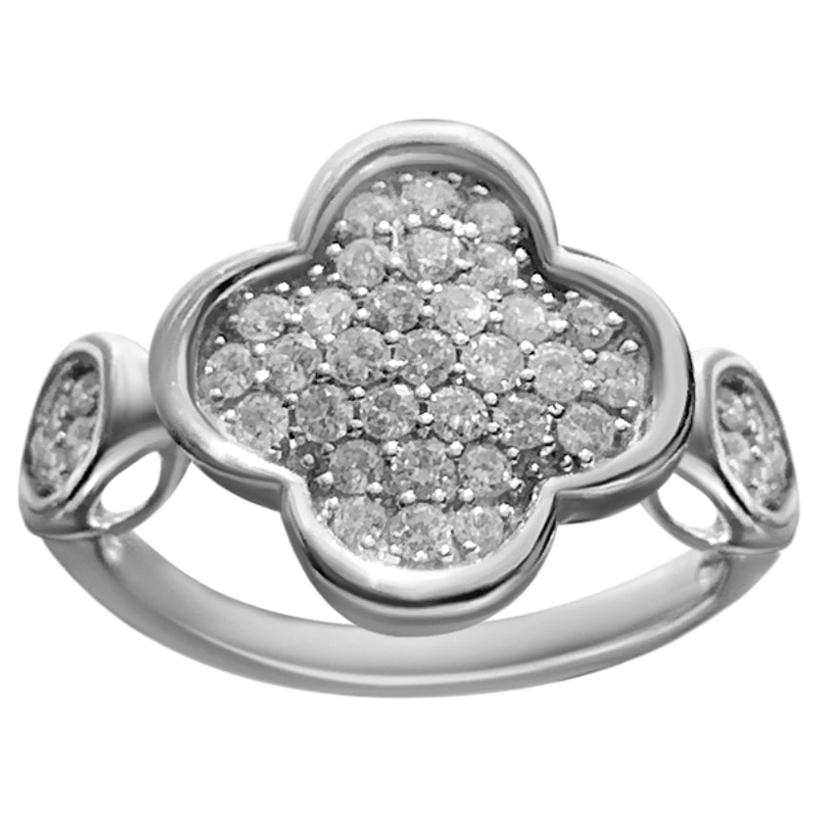 Élégante bague romantique en or 18 carats avec diamants blancs et diamants blancs