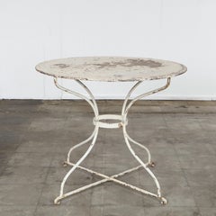 Elegant White French Round Outdoor Metal Table, 1950s