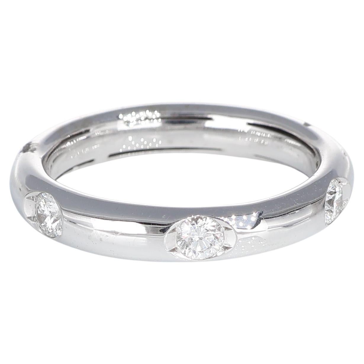 Elegant White Gold Band with Interspersed White Diamonds 0.62 carat For Sale