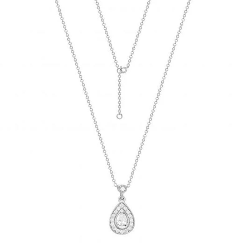 Round Cut Elegant White Gold Diamond Dangle Drop Necklace for Her For Sale