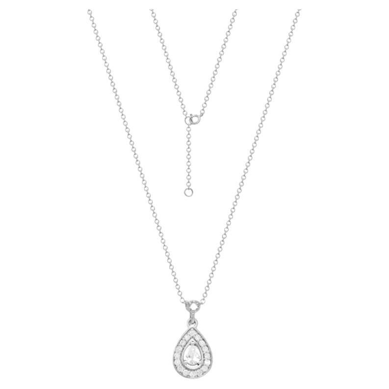 Elegant White Gold Diamond Dangle Drop Necklace for Her