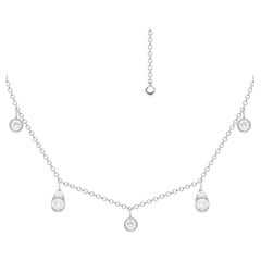 Elegant White Gold Diamond Dangle Princess Drop Necklace for Her