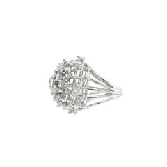 Elegant White Gold Domed Lattice Cocktail Ring