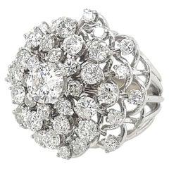Elegant White Gold Domed Lattice Cocktail Ring