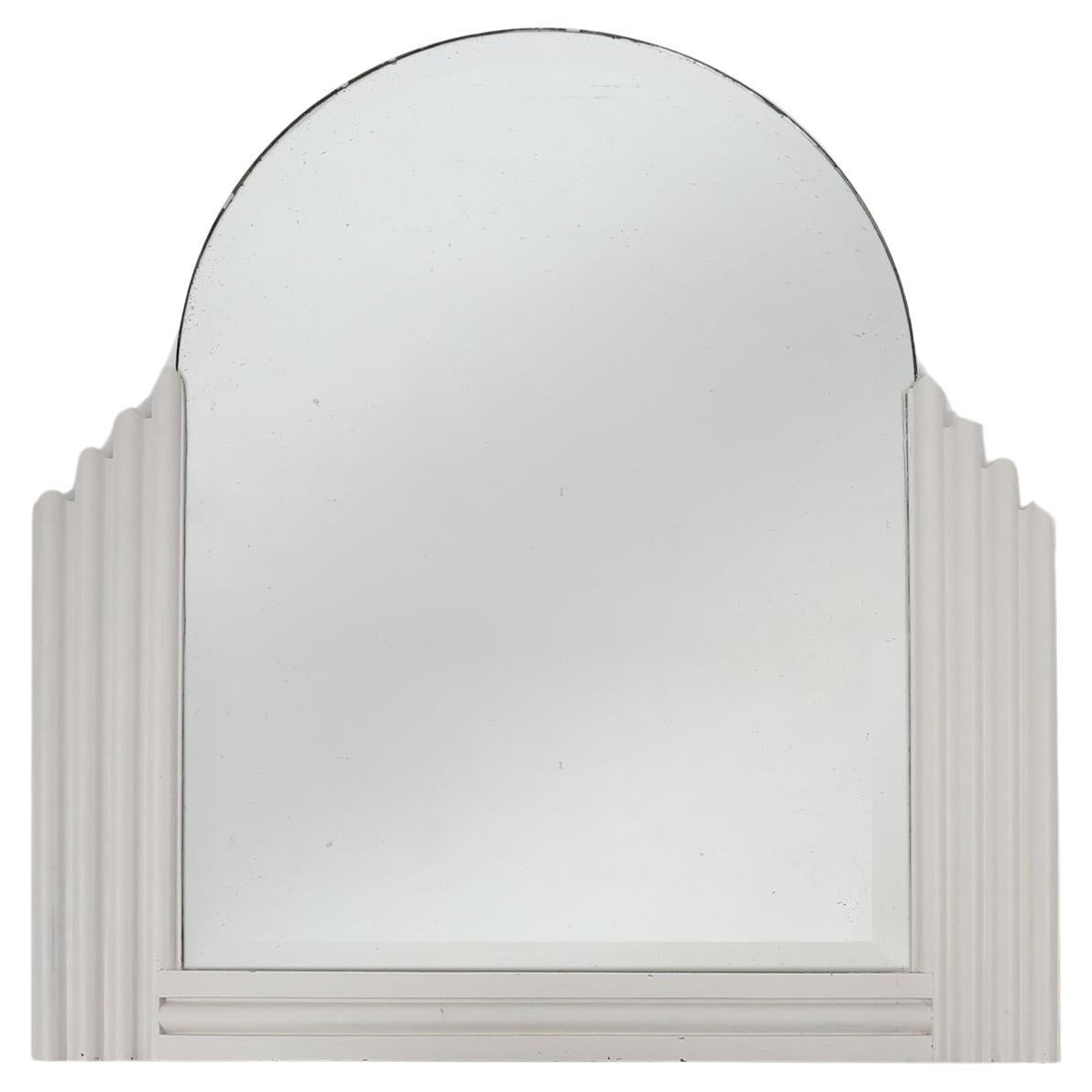 Elegant white lacquered Art Deco mirror in wood, France ca. 1930