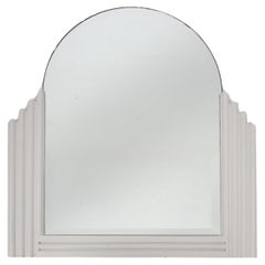 Vintage Elegant white lacquered Art Deco mirror in wood, France ca. 1930