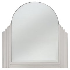 Elegant white lacquered Art Deco mirror in wood, France ca. 1930