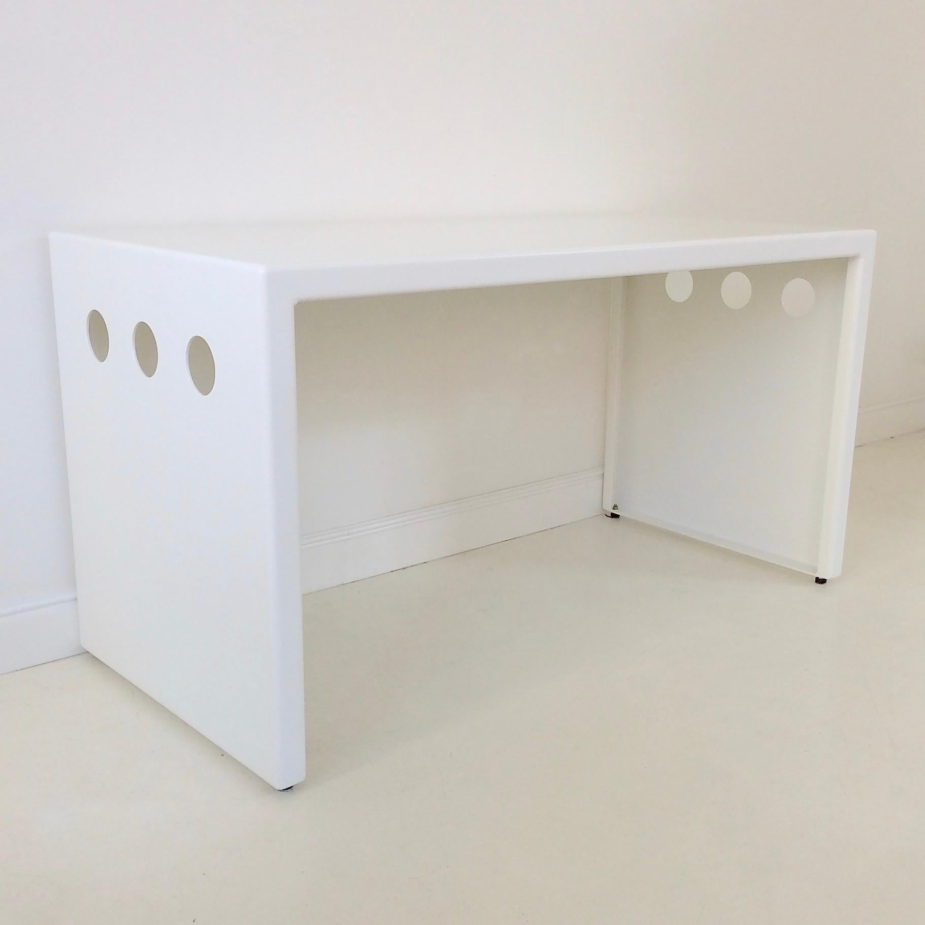 French Elegant White Lacquered Metal Console/Desk, circa 1980