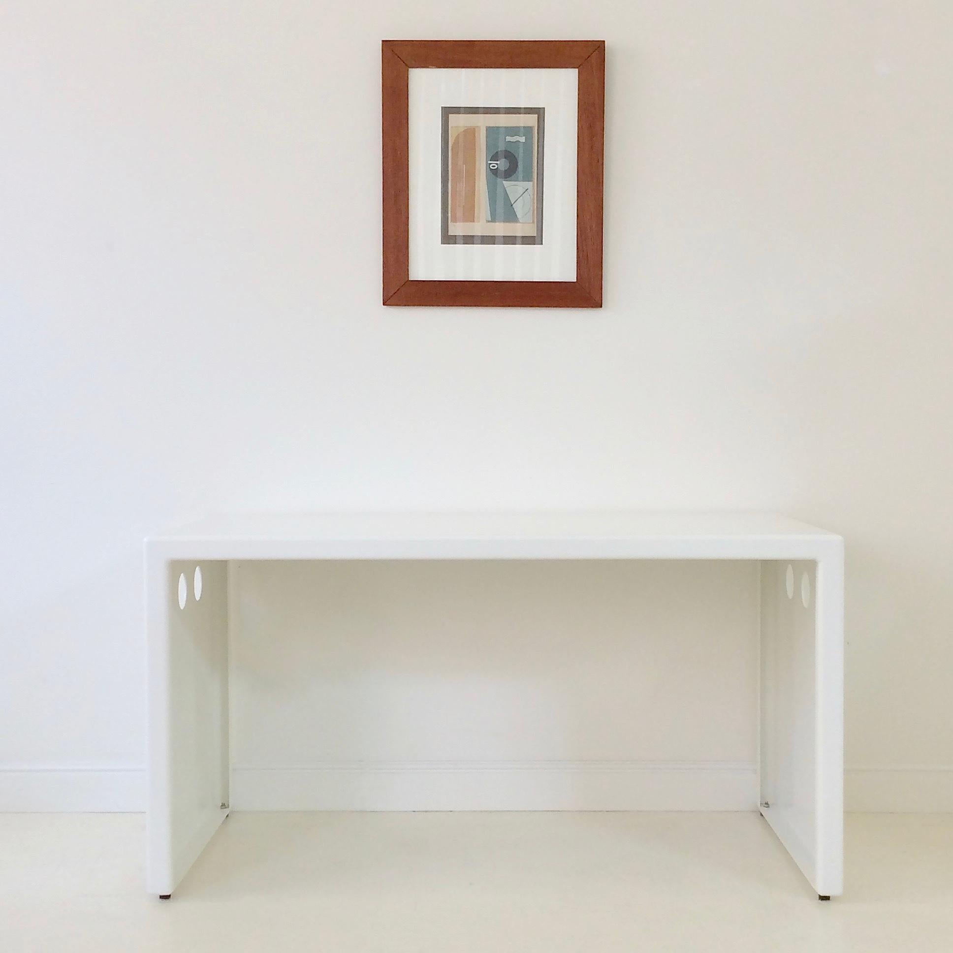 Elegant White Lacquered Metal Console/Desk, circa 1980 3