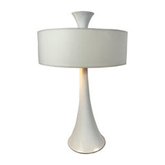 Elegant White Modernist Trumpet Base Table Lamp  Gerald Thurston, Lightolier