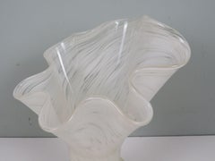 Elegant White Murano Glass Vase, Hand-Blown Venetian Design, Sculptural Form