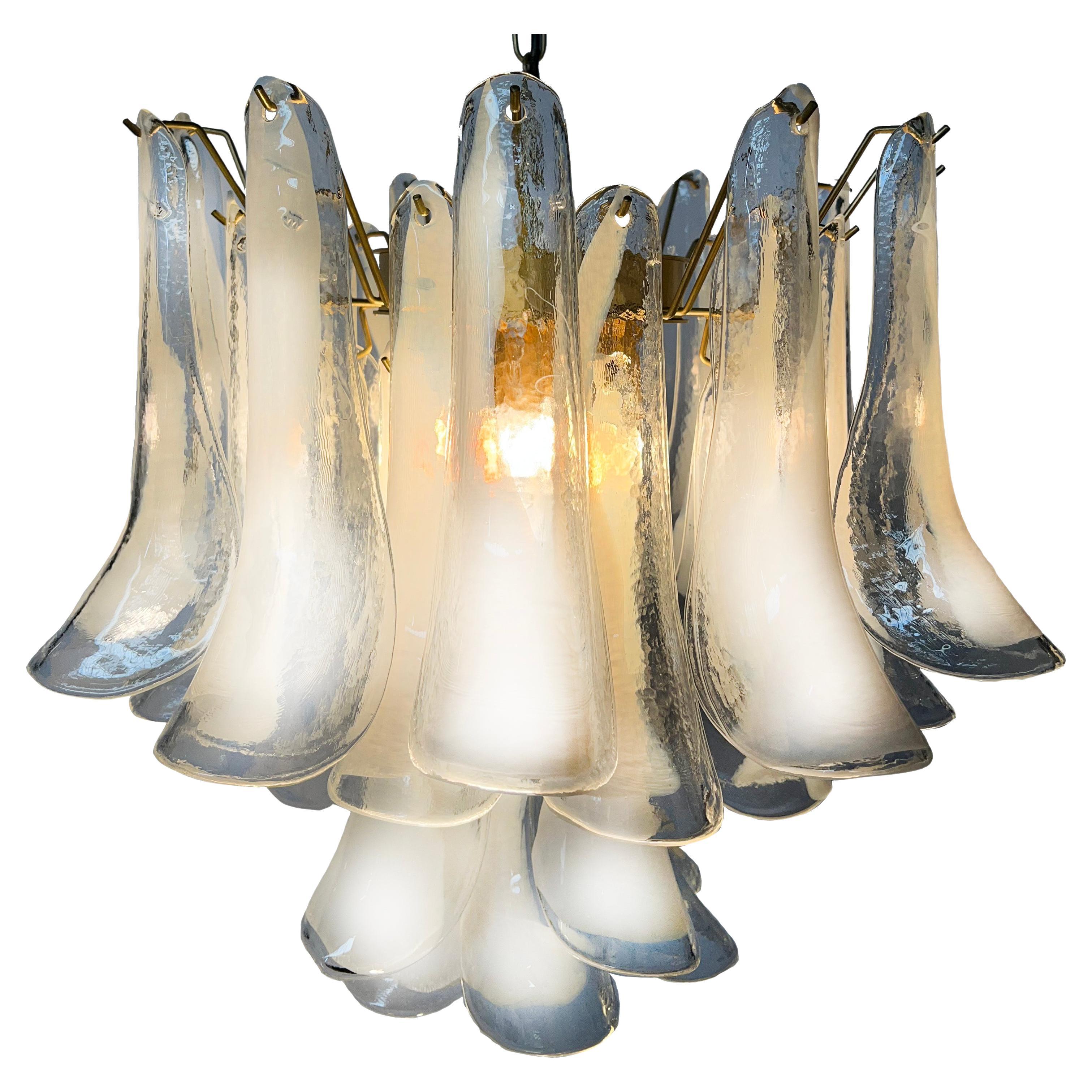 Elegant White Petal Chandelier, Murano, 1990s