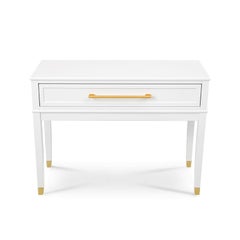 Élégante et moderne console commode classique en bois blanc avec accents en laiton