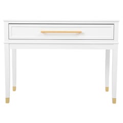 Elegant Modern Classic White Wooden Dresser Console with Brass Accents