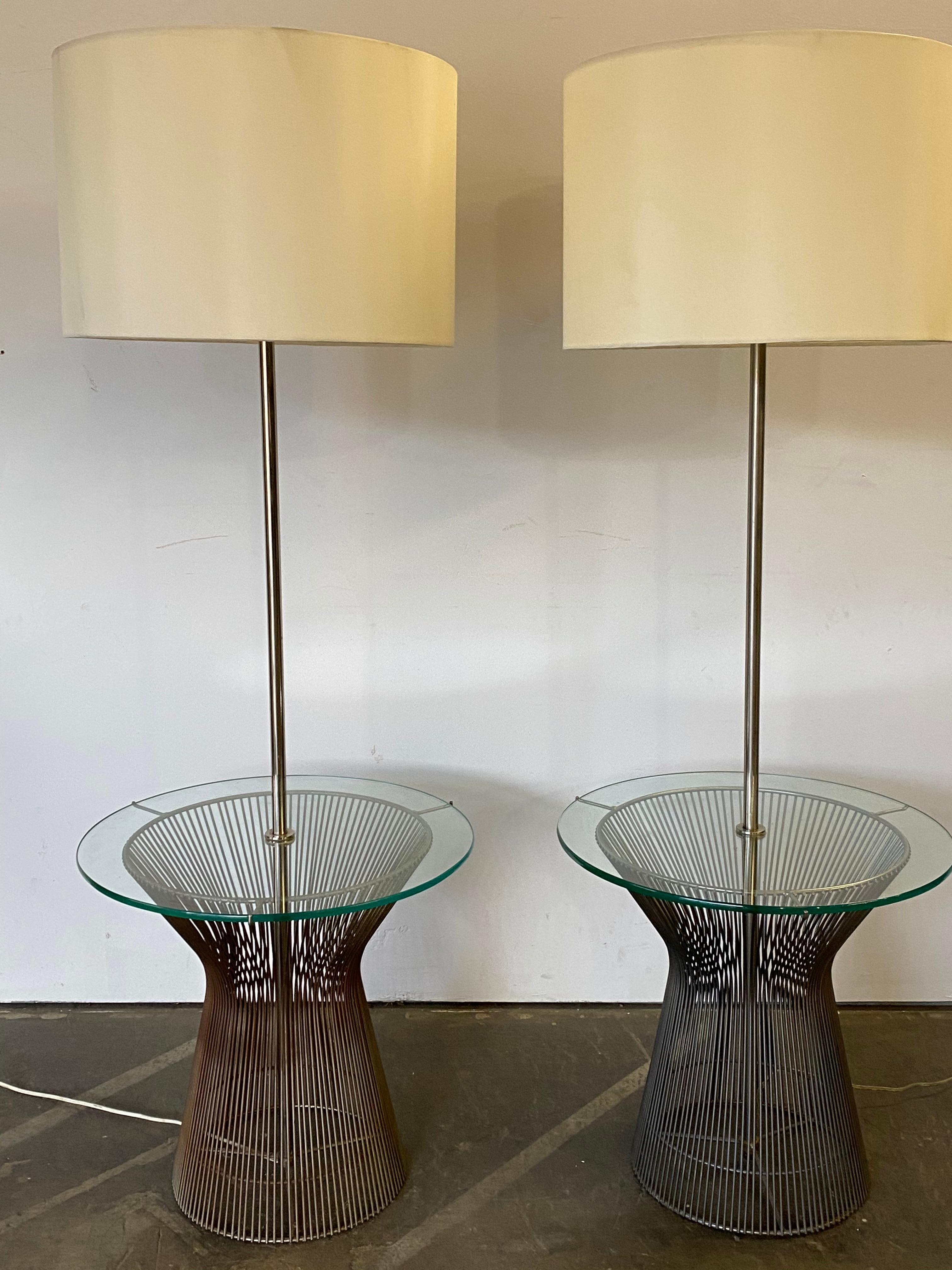 Elegant Wire Floor Lamps with Glass Tray Table by Laurel Lamp Company 3