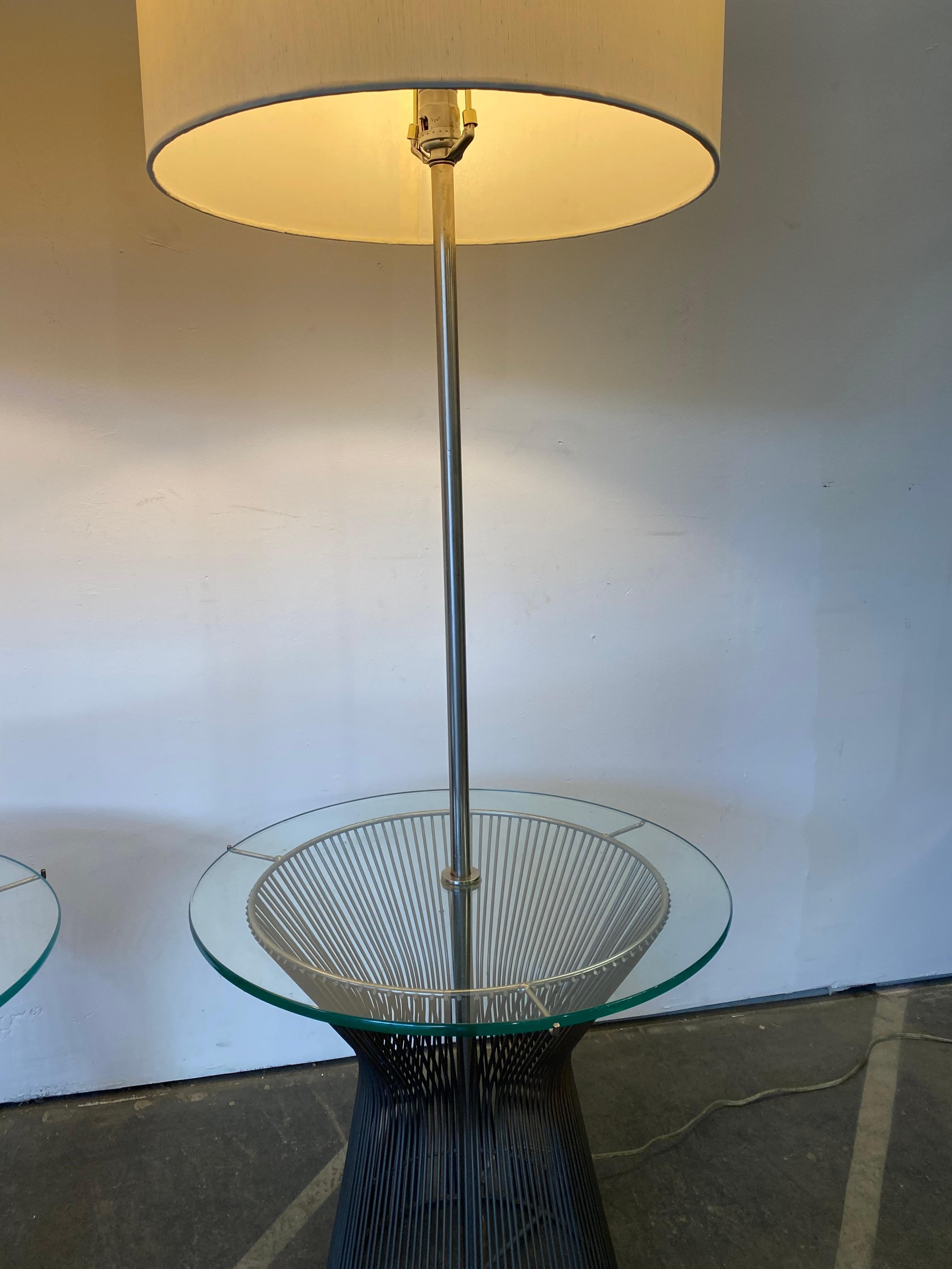 Metal Elegant Wire Floor Lamps with Glass Tray Table by Laurel Lamp Company