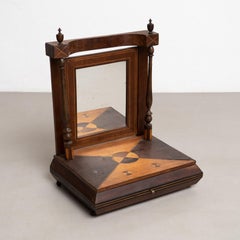 Elegant Wood Vanity and Mirror with Drawer – Early 20th Century, Circa 1940