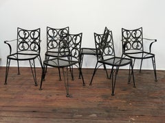 Elegant Woodard Iron Dining Patio Chairs, Set of Six