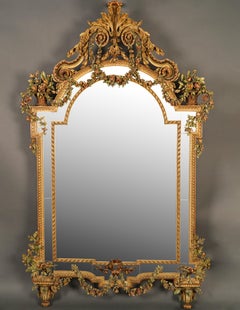 Elegant Wooden Polychrome Mirror, Italy, circa 1890