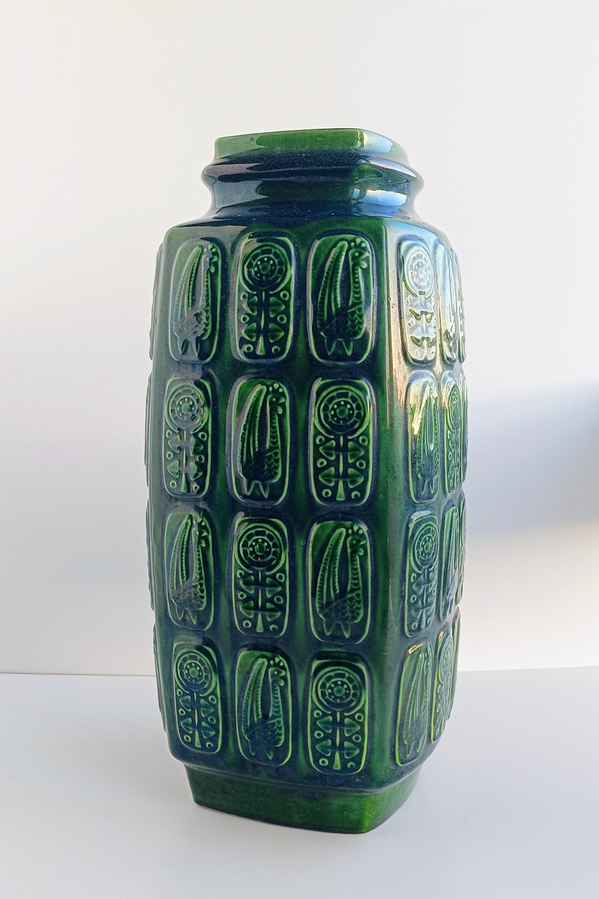 Glazed Elegant XL Vintage West German Pottery Vase by Bodo Mans for Bay Ceramic, 1960s For Sale