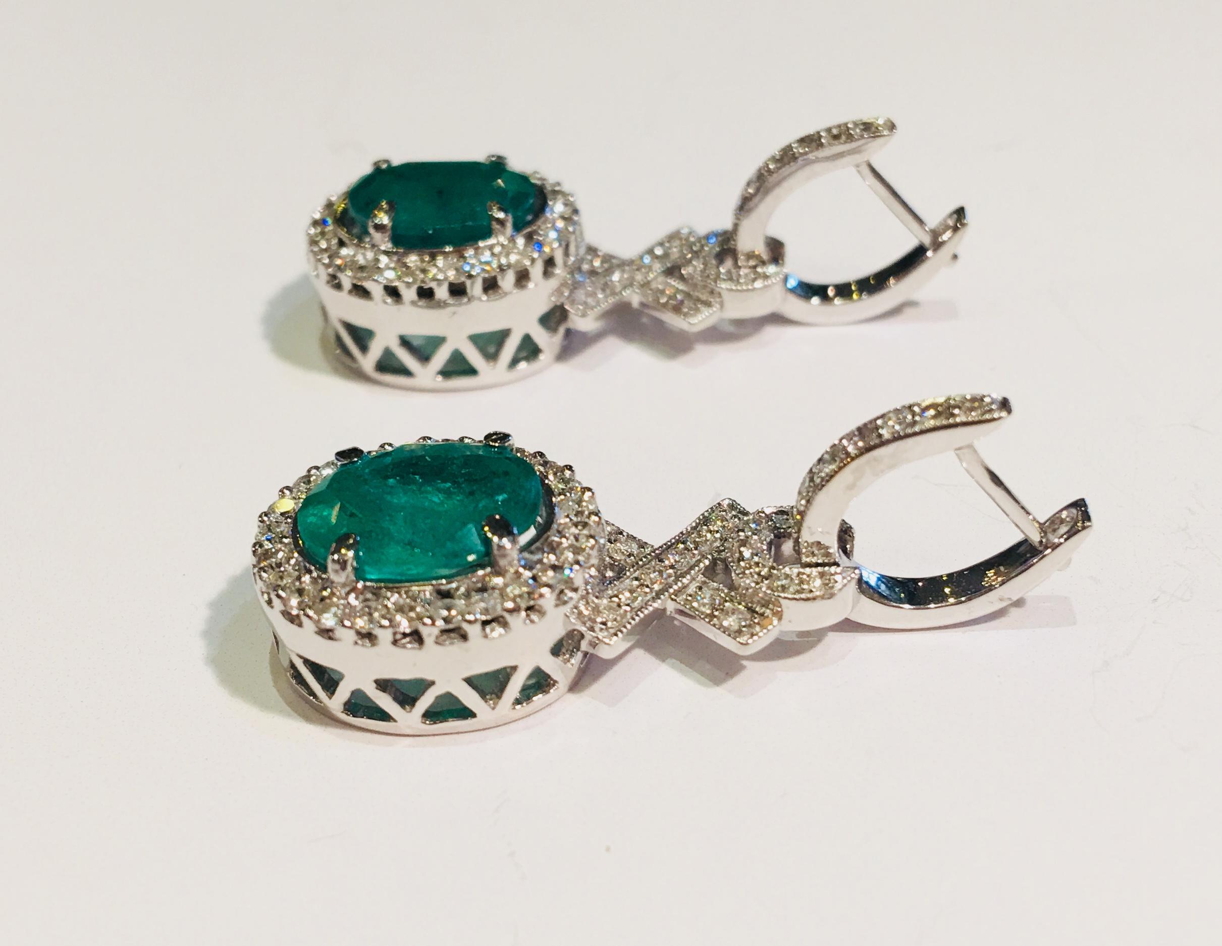 emerald dangling earrings