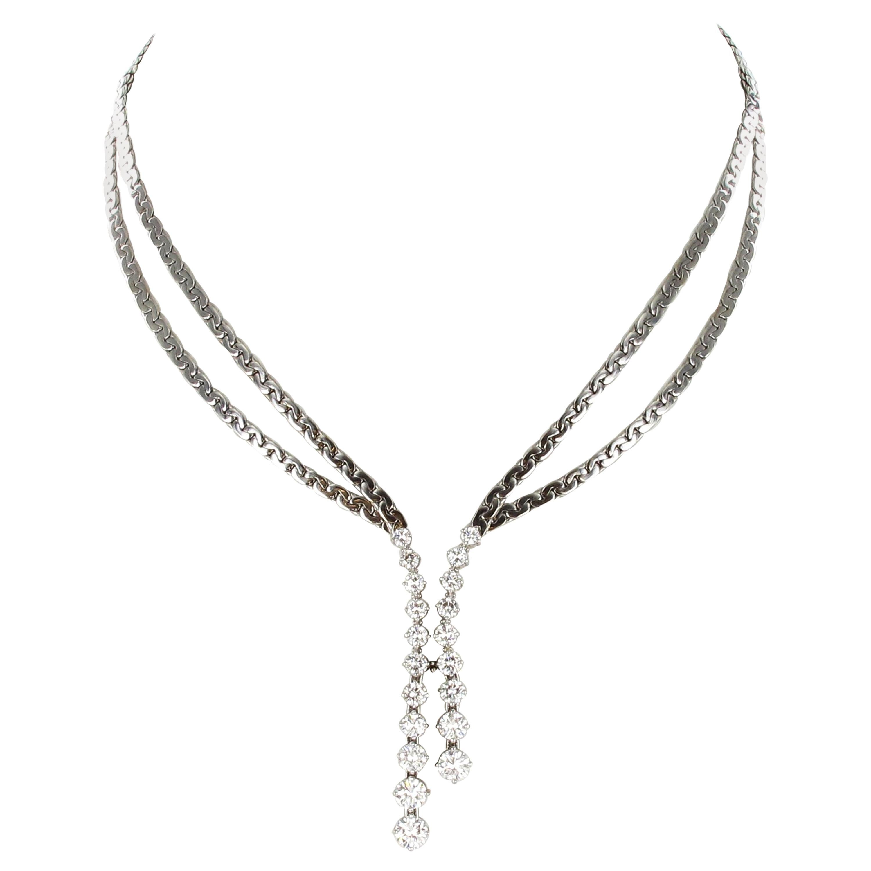 Elegant Y-Shaped Diamond Necklace in 18 Karat White Gold